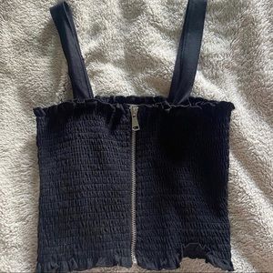 Black crop top with zipper